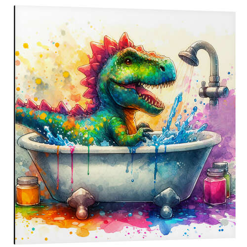 Obraz na aluminium Fantasy dinosaur in the bathtub I