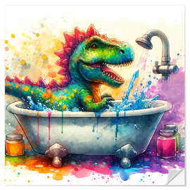 Wall sticker Fantasy dinosaur in the bathtub I