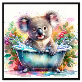 Gerahmter Kunstdruck Kleiner Koala im Bad