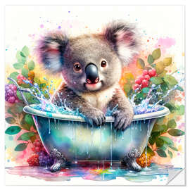 Vinilo para la pared Little koala in the bathroom