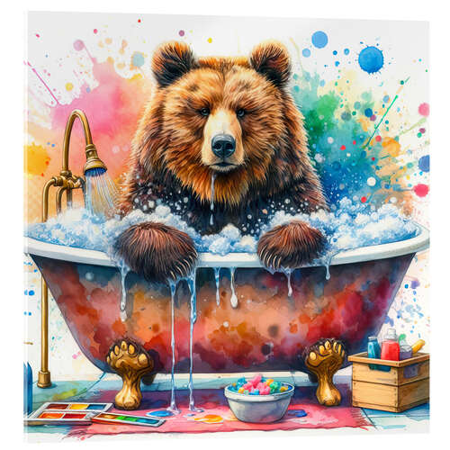 Acrylic print Brown bear in the bathtub