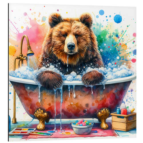 Aluminium print Brown bear in the bathtub