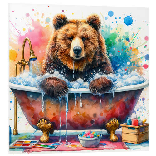 PVC print Brown bear in the bathtub