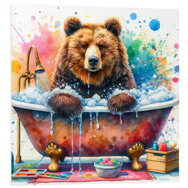 Foam board print Brown bear in the bathtub