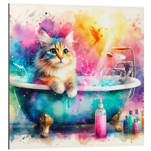 Tableau en aluminium Kitten in the bathtub