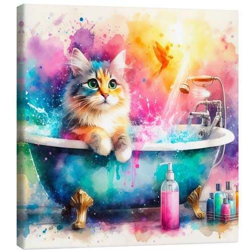 Stampa su tela Kitten in the bathtub