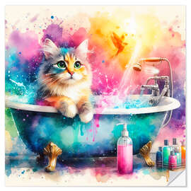 Naklejka na ścianę Kitten in the bathtub