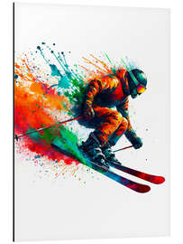 Obraz na aluminium Skiing in watercolour