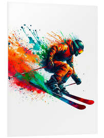 Foam board print Skiing in watercolour