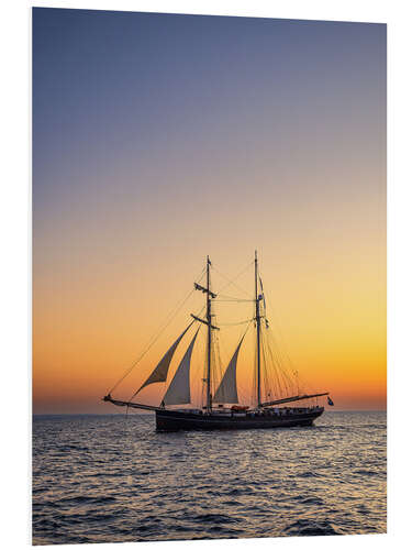 PVC-tavla Sailing ship in the sunset on the Hanse Sail, Rostock