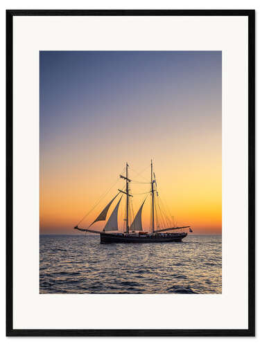 Framed art print Sailing ship in the sunset on the Hanse Sail, Rostock