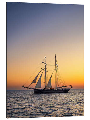 Gallery print Sailing ship in the sunset on the Hanse Sail, Rostock