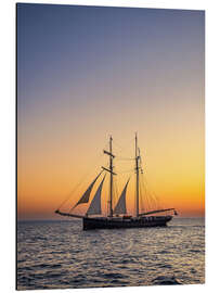 Magnettafel Segelschiff im Sonnenuntergang, Hanse Sail, Rostock