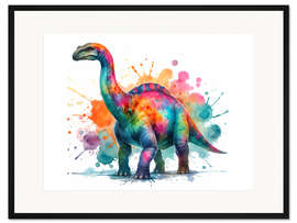 Gerahmter Kunstdruck Dinosaurier in Aquarell I