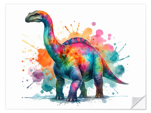 Selvklebende plakat Dinosaur in watercolour I