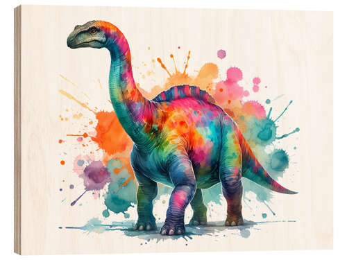 Cuadro de madera Dinosaur in watercolour I