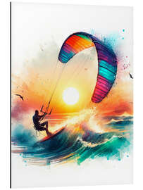 Magnettafel Kitesurfen bei Sonnenuntergang