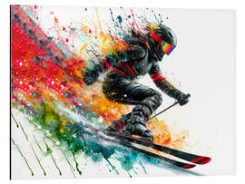 Obraz na aluminium Skiing on watercolour snow