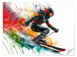 Vinilo para la pared Skiing on watercolour snow