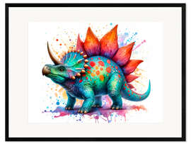 Impresión de arte enmarcada Dinosaur in watercolour III