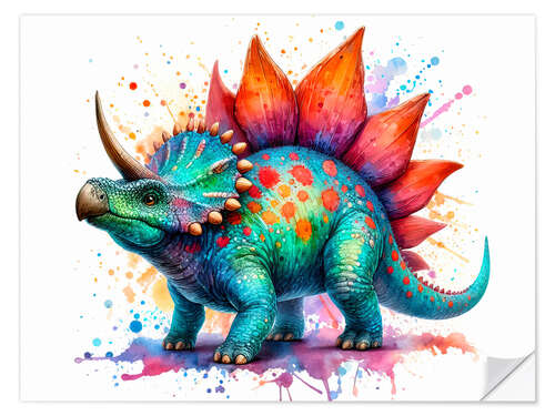 Wandsticker Dinosaurier in Aquarell III