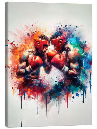 Quadro em tela Boxing match in watercolour