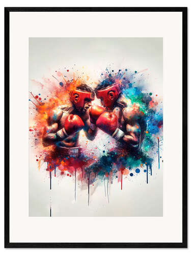 Impresión de arte enmarcada Boxing match in watercolour