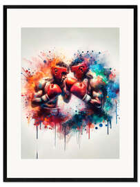 Impression artistique encadrée Boxing match in watercolour