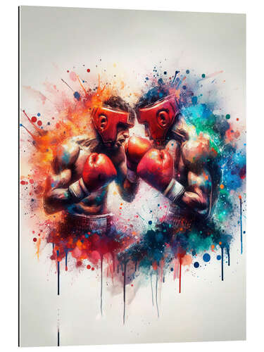 Tableau en plexi-alu Boxing match in watercolour