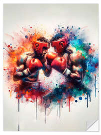 Naklejka na ścianę Boxing match in watercolour