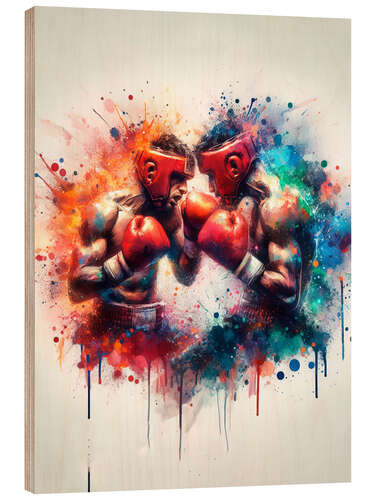 Puutaulu Boxing match in watercolour