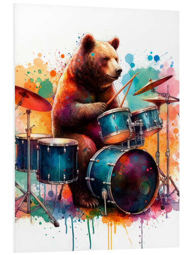 Tableau en PVC Bear on drums