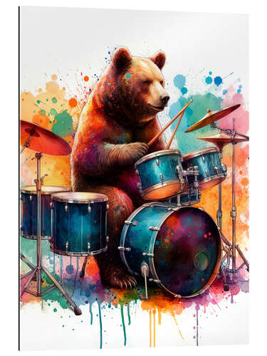 Stampa su plexi-alluminio Bear on drums