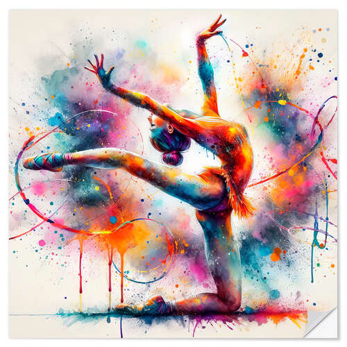 Vinilo para la pared Rhythmic gymnastics in watercolour