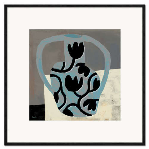Framed art print Murano blue glass vase