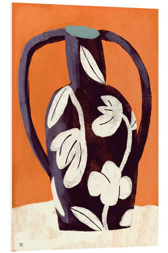 PVC print Black vase, still life with white flowers