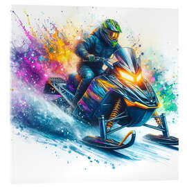 Akrylglastavla Snowmobile in Watercolor II