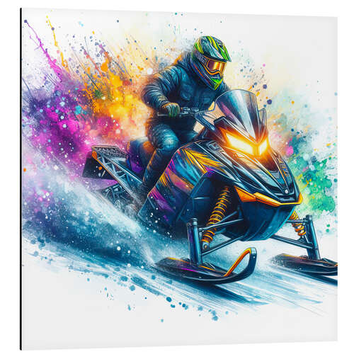 Quadro em alumínio Snowmobile in Watercolor II