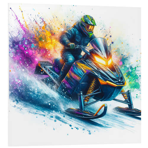 Quadro em PVC Snowmobile in Watercolor II