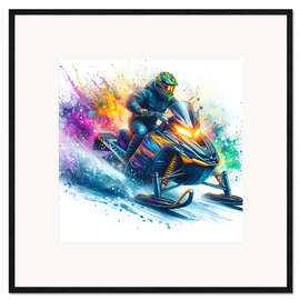 Kehystetty taidepainatus Snowmobile in Watercolor II