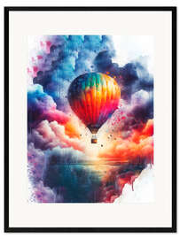 Impresión de arte enmarcada Hot Air Balloon in Watercolor