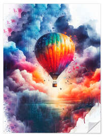 Selvklebende plakat Hot Air Balloon in Watercolor