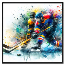 Gerahmter Kunstdruck Eishockey Kampf