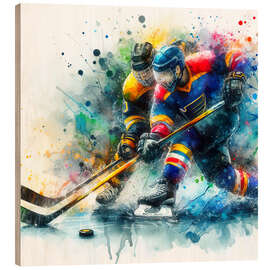 Tableau en bois Ice Hockey Fight