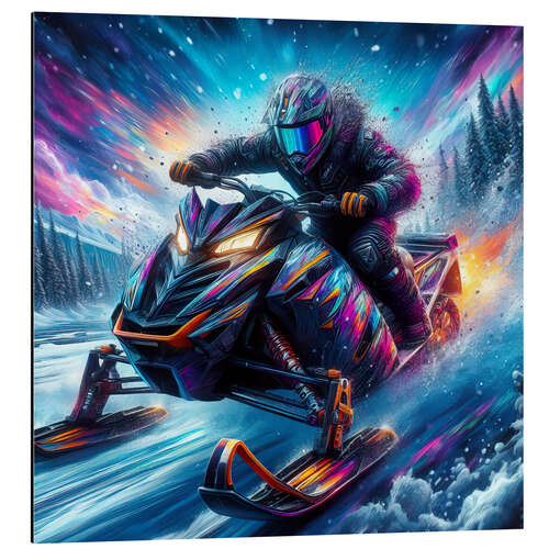 Quadro em alumínio Snowmobile in Watercolor I