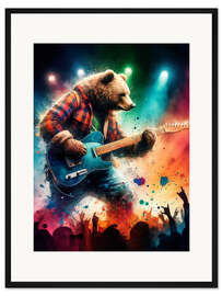 Gerahmter Kunstdruck Bär im Konzert