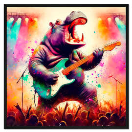 Gerahmter Kunstdruck Nilpferd im Konzert