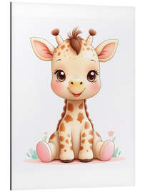 Tableau en aluminium Cute Baby Giraffe