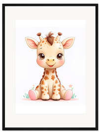 Gerahmter Kunstdruck Süße Baby-Giraffe