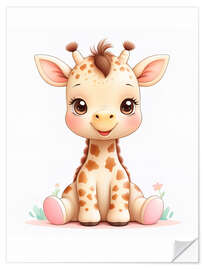 Vinilo para la pared Cute Baby Giraffe